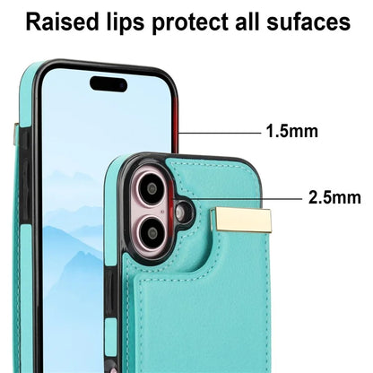 For iPhone 16 Plus Case TPU+PU Leather Hardware Decor Phone Cover with Card Holder