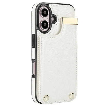 For iPhone 16 Plus Case TPU+PU Leather Hardware Decor Phone Cover with Card Holder