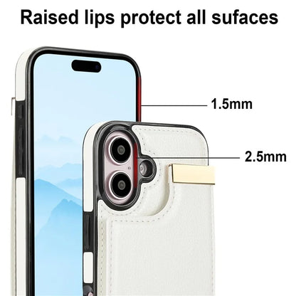 For iPhone 16 Plus Case TPU+PU Leather Hardware Decor Phone Cover with Card Holder