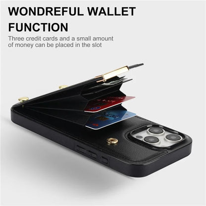 For iPhone 16 Pro Max Case TPU+PU Leather Hardware Decor Phone Cover with Card Holder