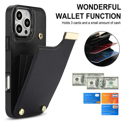 For iPhone 16 Pro Max Case TPU+PU Leather Hardware Decor Phone Cover with Card Holder