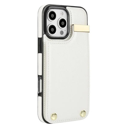 For iPhone 16 Pro Max Case TPU+PU Leather Hardware Decor Phone Cover with Card Holder