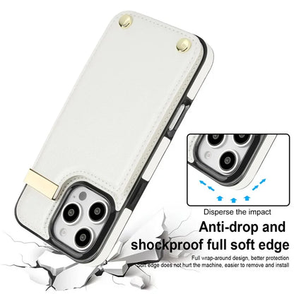 For iPhone 16 Pro Max Case TPU+PU Leather Hardware Decor Phone Cover with Card Holder