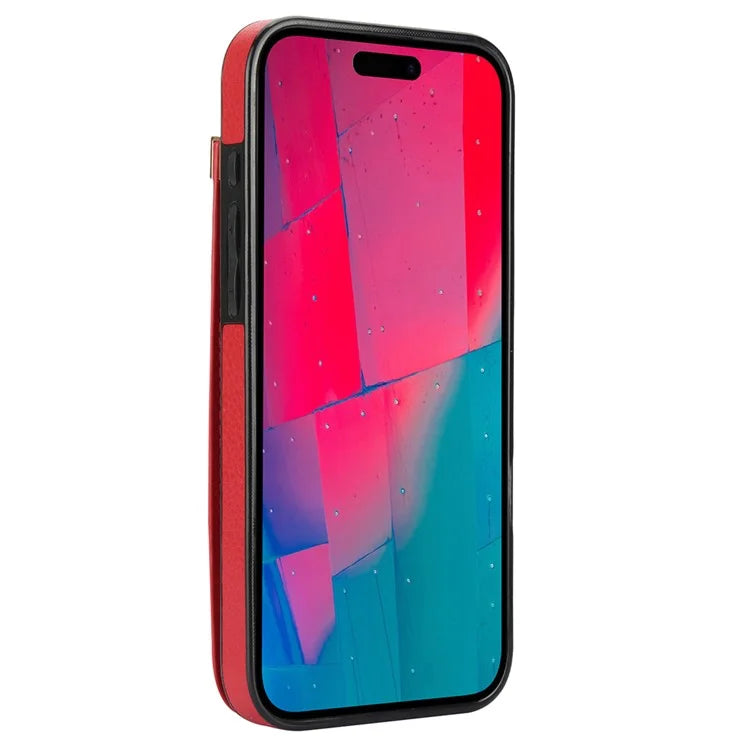 For iPhone 16 Pro Max Case TPU+PU Leather Hardware Decor Phone Cover with Card Holder