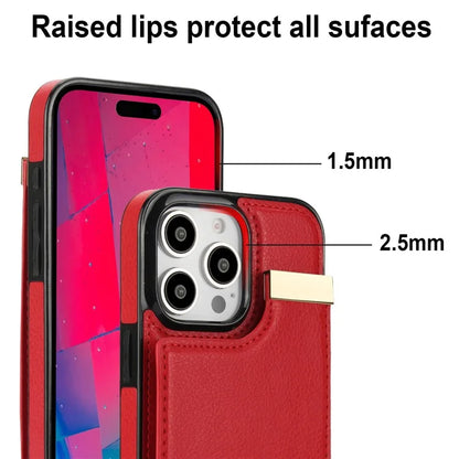 For iPhone 16 Pro Max Case TPU+PU Leather Hardware Decor Phone Cover with Card Holder