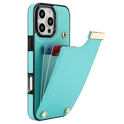 For iPhone 16 Pro Max Case TPU+PU Leather Hardware Decor Phone Cover with Card Holder