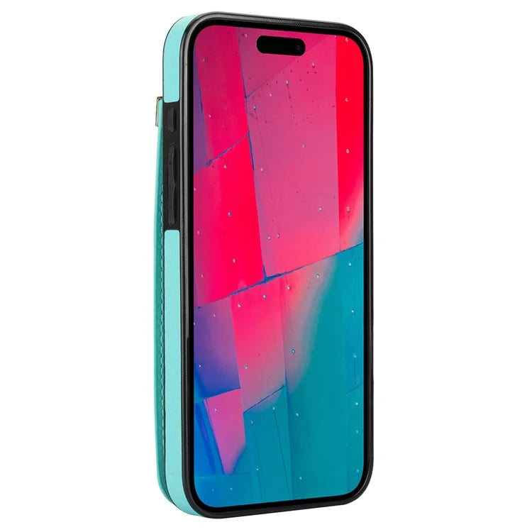 For iPhone 16 Pro Max Case TPU+PU Leather Hardware Decor Phone Cover with Card Holder