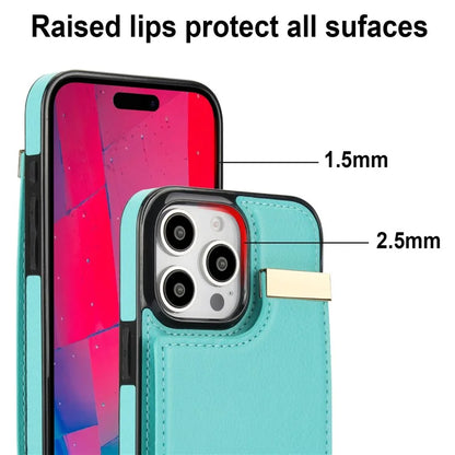 For iPhone 16 Pro Max Case TPU+PU Leather Hardware Decor Phone Cover with Card Holder