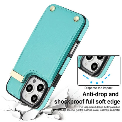 For iPhone 16 Pro Max Case TPU+PU Leather Hardware Decor Phone Cover with Card Holder