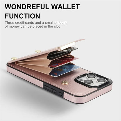 For iPhone 16 Pro Max Case TPU+PU Leather Hardware Decor Phone Cover with Card Holder