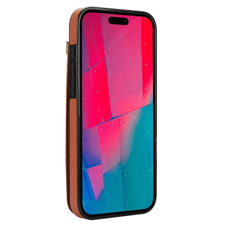 For iPhone 16 Pro Max Case TPU+PU Leather Hardware Decor Phone Cover with Card Holder