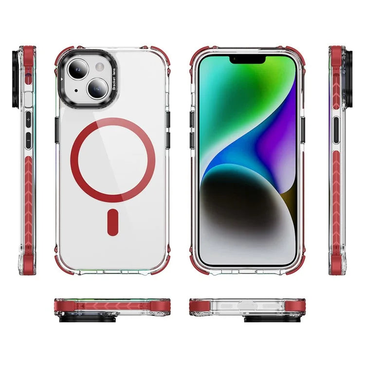 For iPhone 15 Case with Lens Kickstand Drop-Proof Phone Cover Compatible with MagSafe