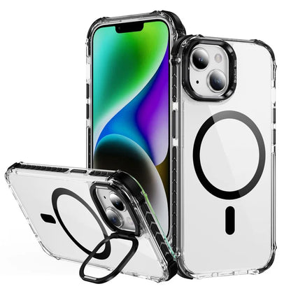 For iPhone 14 Case with Lens Kickstand Drop-Proof Phone Cover Compatible with MagSafe