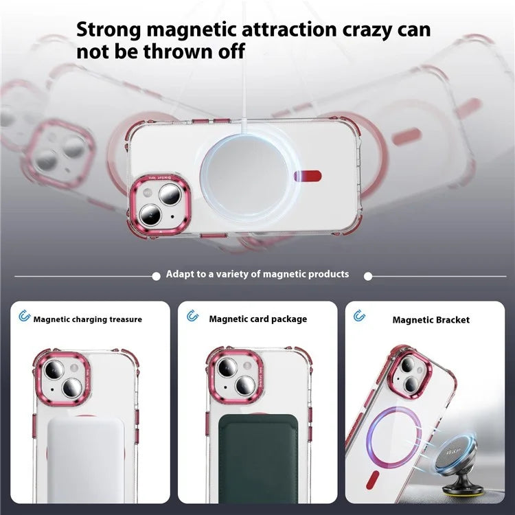 For iPhone 14 Case with Lens Kickstand Drop-Proof Phone Cover Compatible with MagSafe