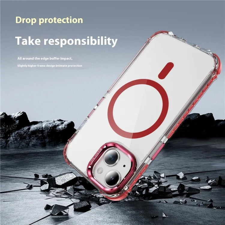 For iPhone 14 Case with Lens Kickstand Drop-Proof Phone Cover Compatible with MagSafe