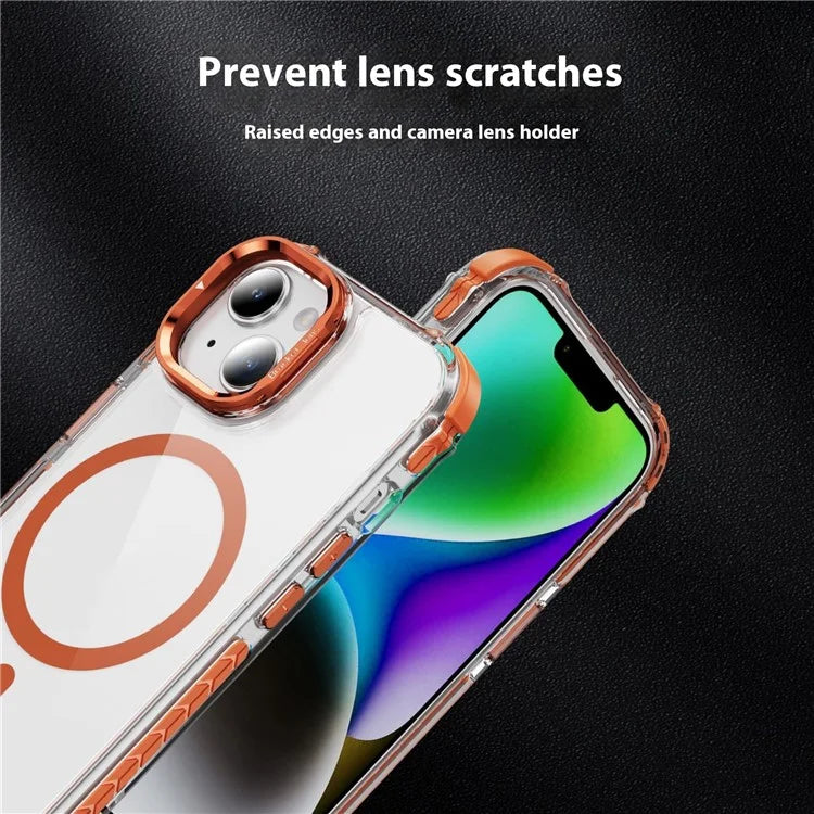 For iPhone 14 Case with Lens Kickstand Drop-Proof Phone Cover Compatible with MagSafe