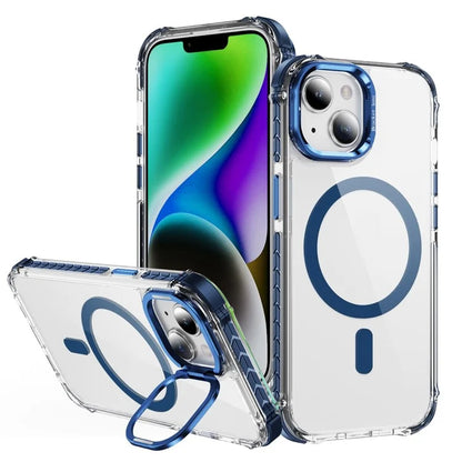 For iPhone 14 Case with Lens Kickstand Drop-Proof Phone Cover Compatible with MagSafe