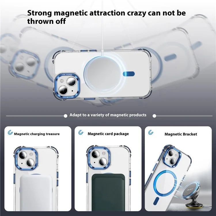 For iPhone 14 Case with Lens Kickstand Drop-Proof Phone Cover Compatible with MagSafe