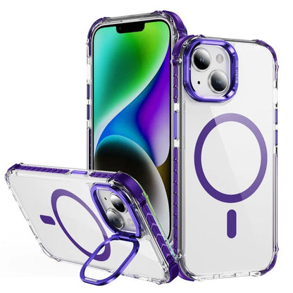 For iPhone 14 Case with Lens Kickstand Drop-Proof Phone Cover Compatible with MagSafe