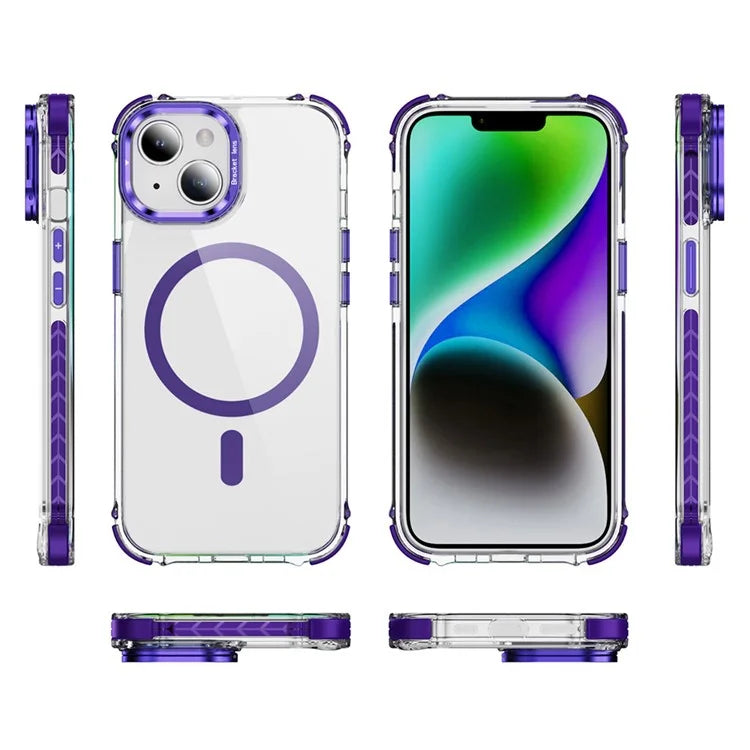 For iPhone 14 Case with Lens Kickstand Drop-Proof Phone Cover Compatible with MagSafe