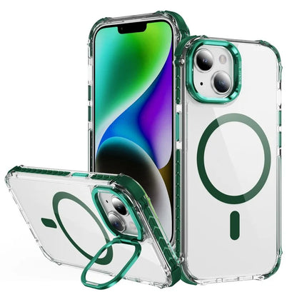 For iPhone 14 Case with Lens Kickstand Drop-Proof Phone Cover Compatible with MagSafe