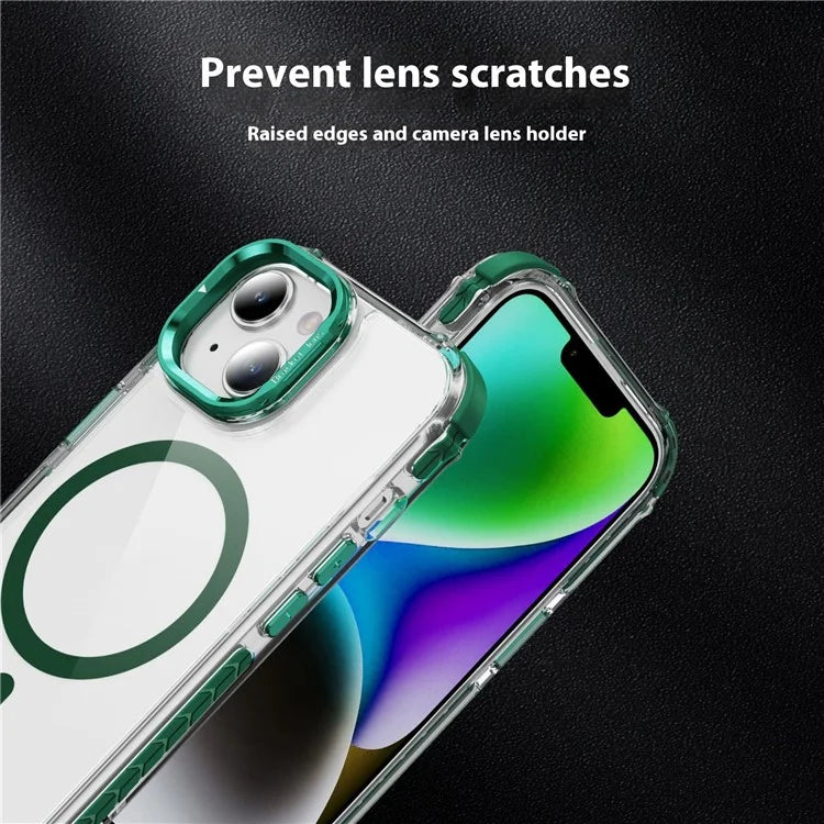 For iPhone 14 Case with Lens Kickstand Drop-Proof Phone Cover Compatible with MagSafe