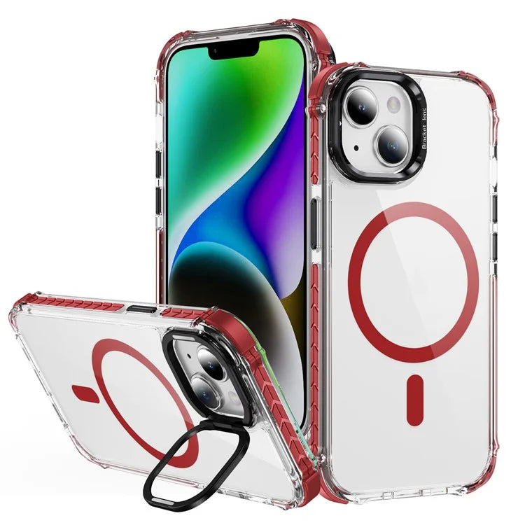 For iPhone 14 Case with Lens Kickstand Drop-Proof Phone Cover Compatible with MagSafe