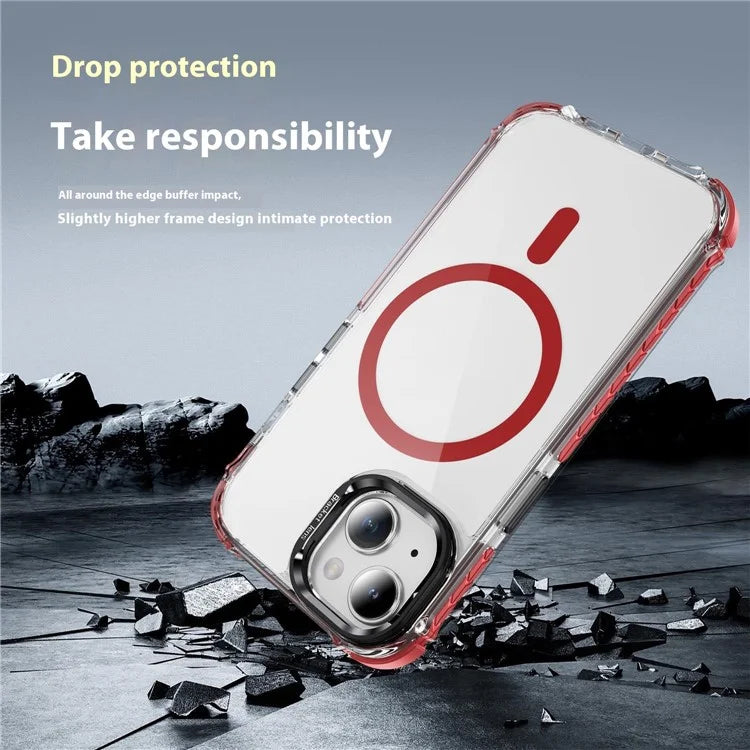 For iPhone 14 Case with Lens Kickstand Drop-Proof Phone Cover Compatible with MagSafe