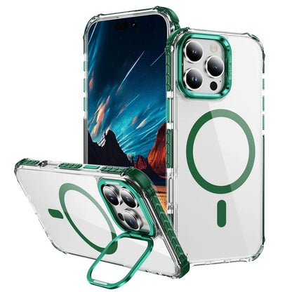 For iPhone 16 Pro Case with Lens Kickstand Drop-Proof Phone Cover Compatible with MagSafe
