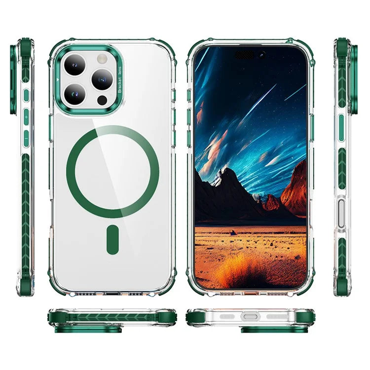 For iPhone 16 Pro Case with Lens Kickstand Drop-Proof Phone Cover Compatible with MagSafe