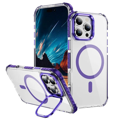 For iPhone 16 Pro Case with Lens Kickstand Drop-Proof Phone Cover Compatible with MagSafe