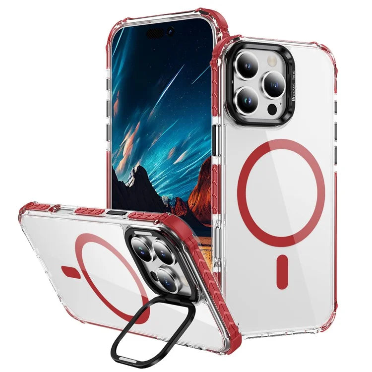 For iPhone 16 Pro Case with Lens Kickstand Drop-Proof Phone Cover Compatible with MagSafe