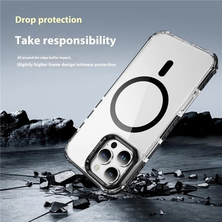For iPhone 16 Pro Case with Lens Kickstand Drop-Proof Phone Cover Compatible with MagSafe