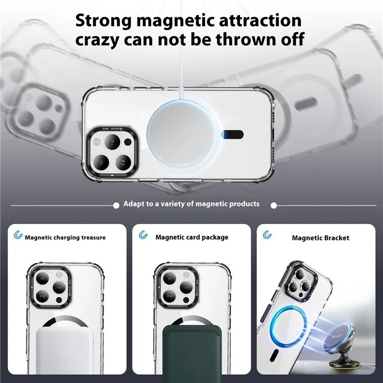 For iPhone 16 Pro Case with Lens Kickstand Drop-Proof Phone Cover Compatible with MagSafe