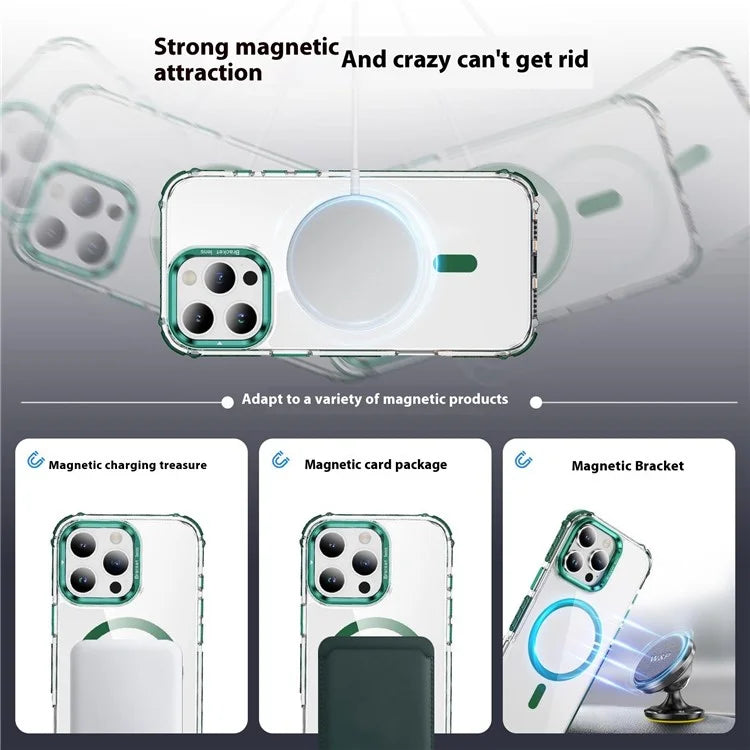 For iPhone 15 Pro Max Case with Lens Kickstand Drop-Proof Phone Cover Compatible with MagSafe