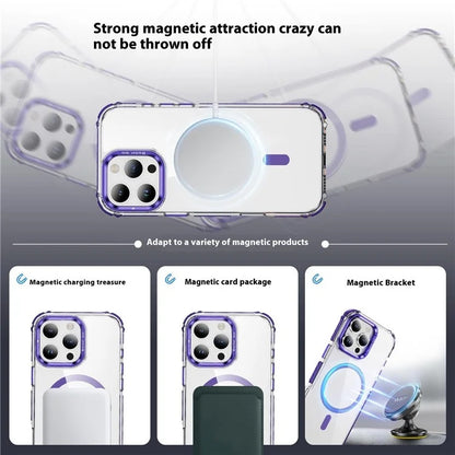 For iPhone 15 Pro Max Case with Lens Kickstand Drop-Proof Phone Cover Compatible with MagSafe