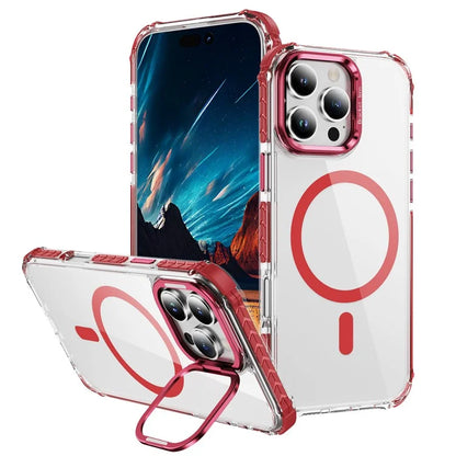 For iPhone 15 Pro Max Case with Lens Kickstand Drop-Proof Phone Cover Compatible with MagSafe