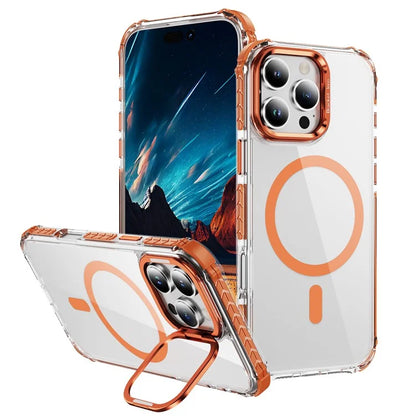 For iPhone 15 Pro Max Case with Lens Kickstand Drop-Proof Phone Cover Compatible with MagSafe