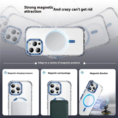 For iPhone 15 Pro Max Case with Lens Kickstand Drop-Proof Phone Cover Compatible with MagSafe