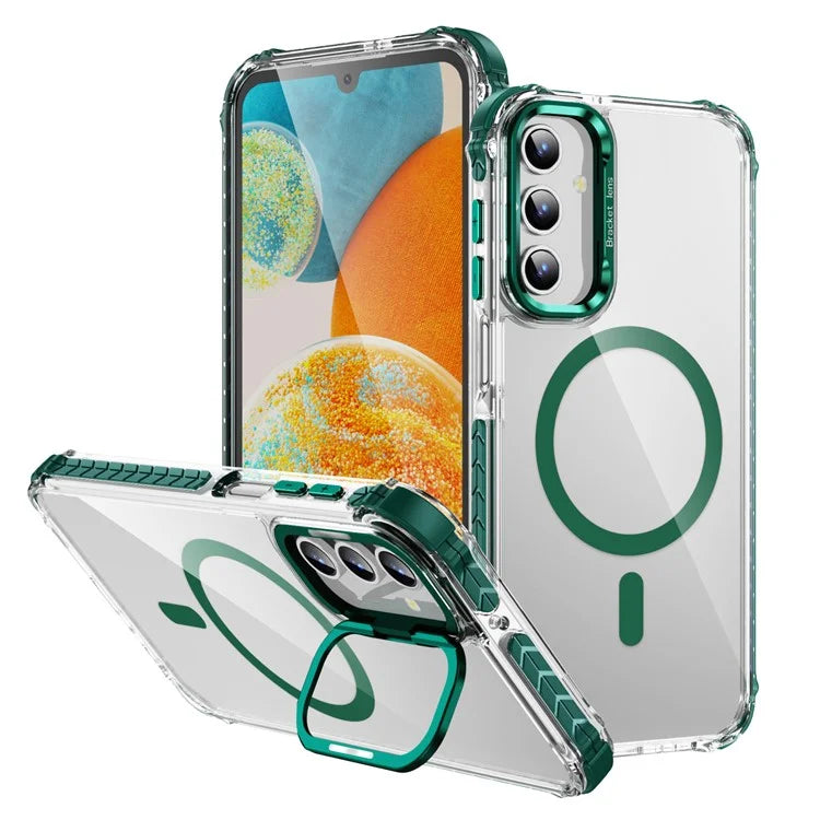 For Samsung Galaxy A15 4G  /  5G Case with Lens Kickstand Drop-Proof Phone Cover Compatible with MagSafe