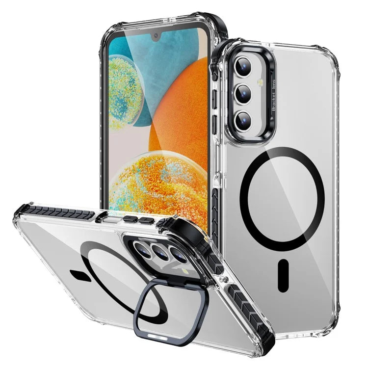 For Samsung Galaxy A15 4G  /  5G Case with Lens Kickstand Drop-Proof Phone Cover Compatible with MagSafe