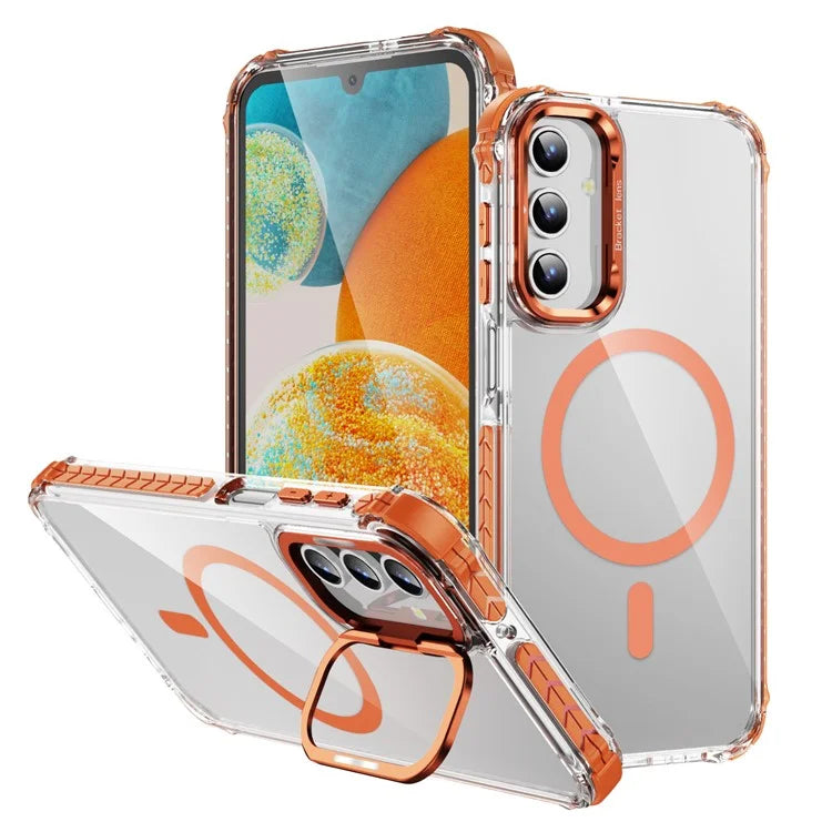 For Samsung Galaxy A15 4G  /  5G Case with Lens Kickstand Drop-Proof Phone Cover Compatible with MagSafe