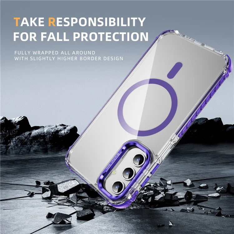 For Samsung Galaxy S24+ Case with Lens Kickstand Drop-Proof Phone Cover Compatible with MagSafe