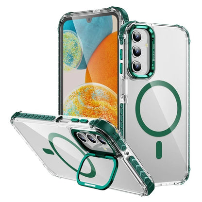 For Samsung Galaxy S24+ Case with Lens Kickstand Drop-Proof Phone Cover Compatible with MagSafe