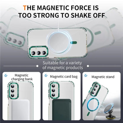 For Samsung Galaxy S24+ Case with Lens Kickstand Drop-Proof Phone Cover Compatible with MagSafe