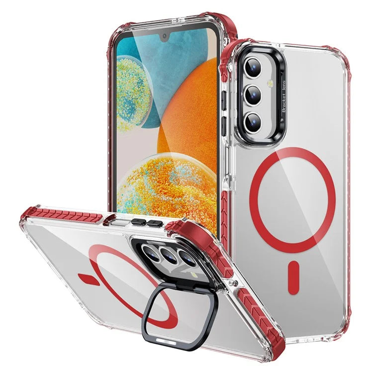 For Samsung Galaxy S24+ Case with Lens Kickstand Drop-Proof Phone Cover Compatible with MagSafe
