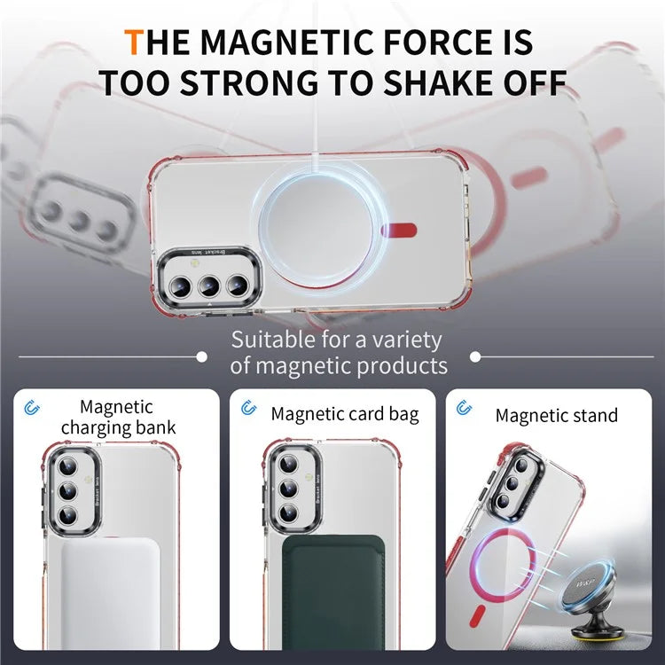 For Samsung Galaxy S24+ Case with Lens Kickstand Drop-Proof Phone Cover Compatible with MagSafe