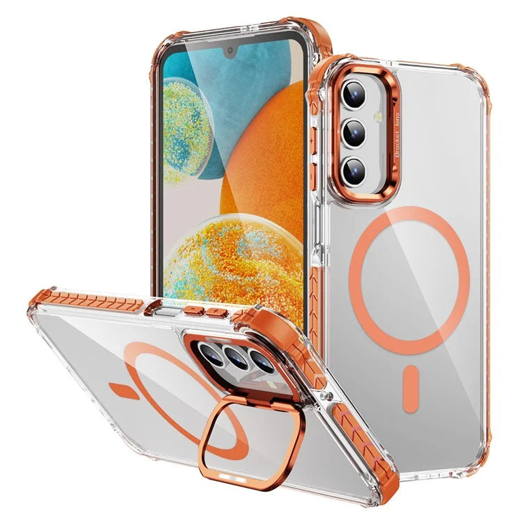 For Samsung Galaxy S24+ Case with Lens Kickstand Drop-Proof Phone Cover Compatible with MagSafe