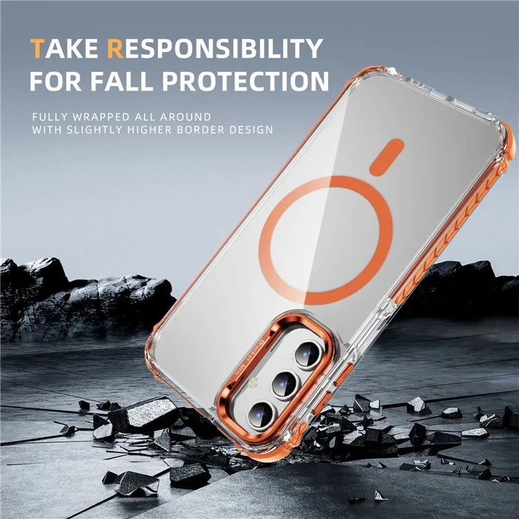 For Samsung Galaxy S24+ Case with Lens Kickstand Drop-Proof Phone Cover Compatible with MagSafe