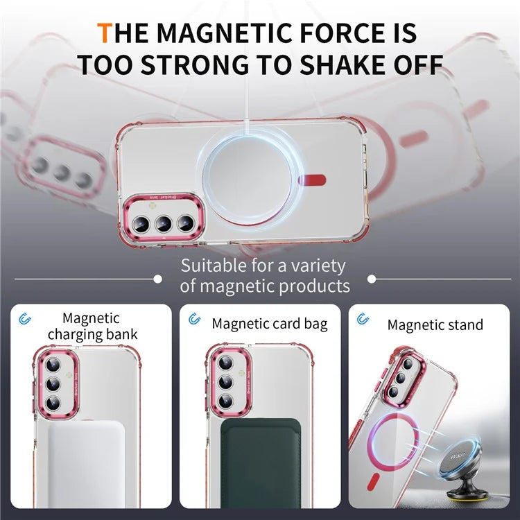 For Samsung Galaxy S24+ Case with Lens Kickstand Drop-Proof Phone Cover Compatible with MagSafe